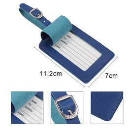 Vigorport Leather Luggage Tags 3 Pack Privacy Protection Travel Bag Labels Suitcase Tags (Blue)