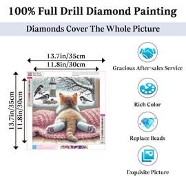 JAKI Cat Diamond Painting Kits for Adults Beginners-Animal Diamond Art Kit for Adults,5D DIY Gem Art Kits for Gift Home Wall Decor(14x14inch)
