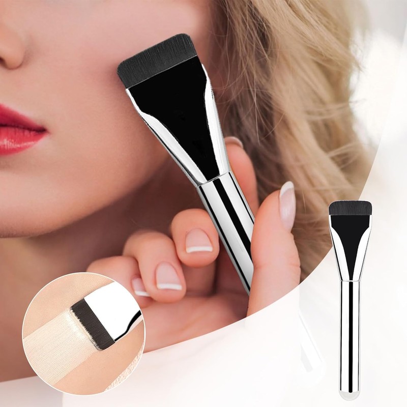 2pcs Flat Foundation Brush for Liquid Makeup, Ultra Thin Flat