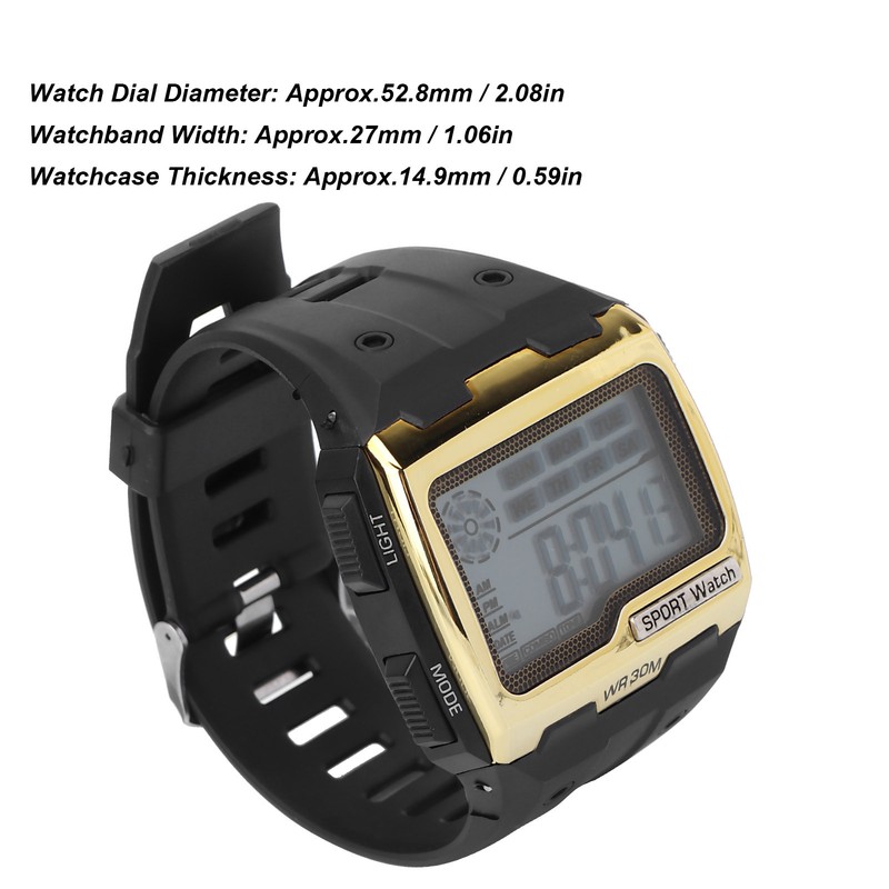 Digital Sports Watch Large Dial Night Light Waterproof Dual Time