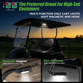 10L0L Golf Cart LED Dome Light, 360° Rotatable Magnetic Rechargeable Light with Hook/Carabiner, 7 Modes, Type‑C Charging – Portable Camp Light for Golf Cart, Camping, Hunting, Emergency
