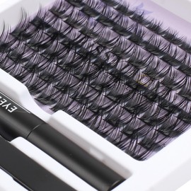 KISSXIAOYA Cluster Eyelash Extension, Lashes, Eyelash Curler, Eyelash Seal, Tweezers, DIY Customised Eyelashes (Mix 9-15 mm, FD20)