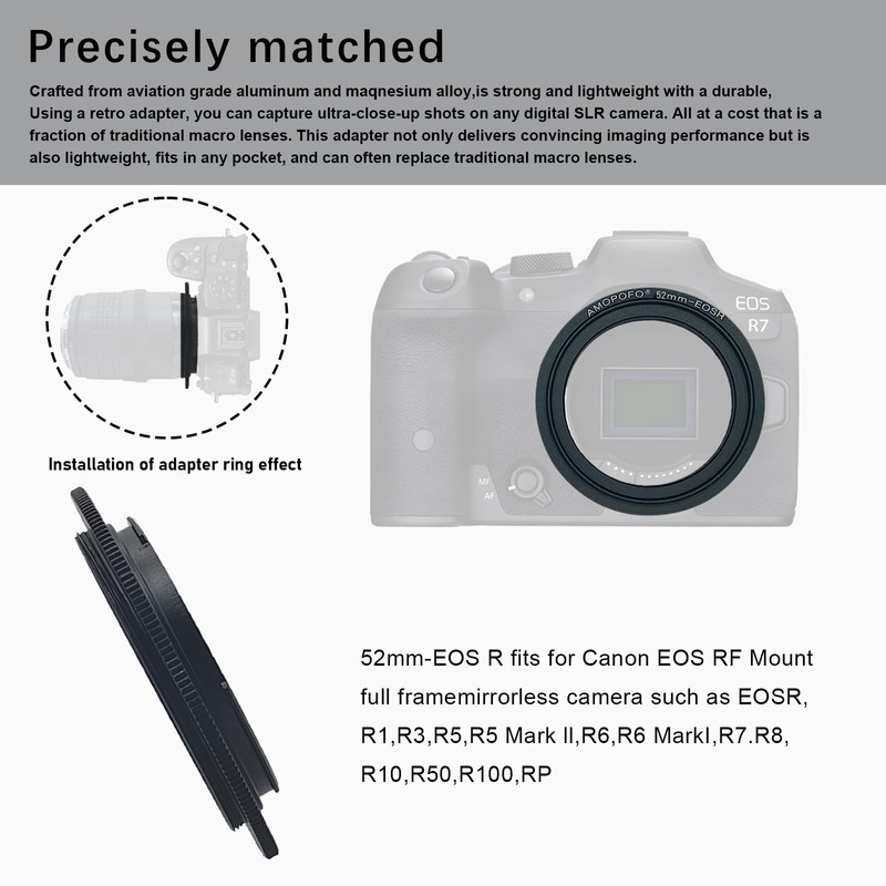 EF R-52 mm retro adapter/macro reverse ring ring, EF/R camera