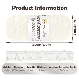 VORHOT 4 x 100 g Chenille Wool for Crocheting, Chenille Velvety Baby Wool, Soft Chenille Yarn, Velvet Wool Chenille for Knitting and Crocheting, 210 m, Opaline