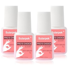 sularpek Sularpek 4 PCS Nail Glue, 7ML Nail Glue Extra Strong, Brush on Nail Glue, Strong Nail Glue, False Nail Glue, Extra Strong Nail Glue, Gel Nail Glue, for Applying Artificial Nail Tips Manicure
