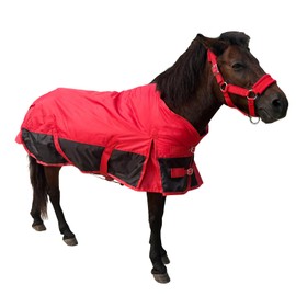 Mini Horse Pony Foal Horse Blankets,1600D Oxford Cold Weather Horse Trunout Sheets, Medium Weight Winter Horse Care Blankets with 280g Filling Liner (Red&Black, US 55 inch/EU 110 cm)