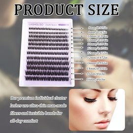 12 Pairs Premium Individual Cluster Lashes, Ultra-Thin & Comfortable Man-Made Fibers for Natural Curl & Fluffy Volume, Ideal for Morning-to-Night Wear