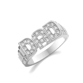 EDS Jewels Beautiful 925 Sterling Silver Gents/Men Dad Ring with Cubic Zirconia/CZ WJS36407RSZ