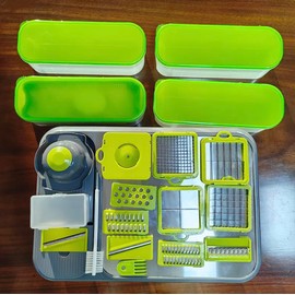 Multifunctional Stainless Steel Vegetable Chopper, Mandoline Slicer, Food Chopper with Containers, 20 pieces