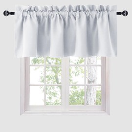 Hiasan Valance Curtains for Kitchen Rod Pocket Blackout Valance for Windows 42 x 12 inches Length, White, 1 Panel