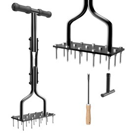 vanpein Lawn Aerator Spike Manual Tool with 15 Iron Spikes, Garden Grass Aeration Tools Hand Air Aerator & Clean Tool for Aerating Lawns & Yard Care, Loosening Soil, 36”