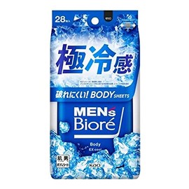 Kao Men's Biore Body Sheet, Ultra Cooling Type, 28 Pieces