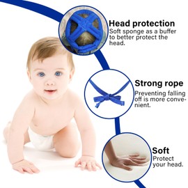 Kimitimi Baby Safety Helmet Baby Head Protector No Bumps for Running Walking Crawling, Safety Head Adjustable Protective Cap Headguard Hat (Sapphire Blue)