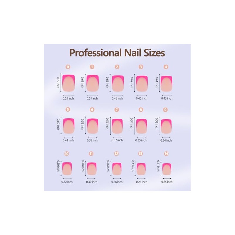 Misssix XBASICTIPS Uñas postizas francesas, 150 unidades, uñas postizas rosas