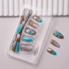 30Pcs Almond Press on Nails Blue Flowers Fake Nails Medium