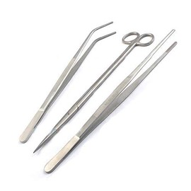 AAProTools 3 in 1 Stainless Steel Long Aquarium Tweezers Scissors Aquatic Tools Set for Tank Plant