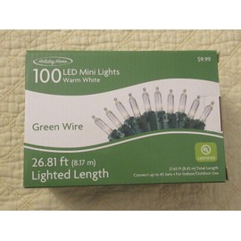 Holiday Home LED 100 Mini Lights Warm White - Green Wire Lighted Length 26.81 Ft
