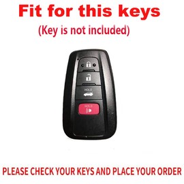 TECART for Toyota Key Fob Cover Soft TPU Key Case Cover Protector Fit for RAV4 Camry Corolla Avalon C-HR Prius GT86 4 Button, R-white, R-keychain