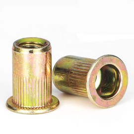 Rivet Nut, LOKMAN 20 Pieces 1/2-13UNC Carbon Steel Flat Head Rivnut Threaded Insert Nut, Knurled Body (1/2''-13)