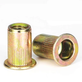 Rivet Nut, LOKMAN 20 Pieces 1/2-13UNC Carbon Steel Flat Head Rivnut Threaded Insert Nut, Knurled Body (1/2''-13)