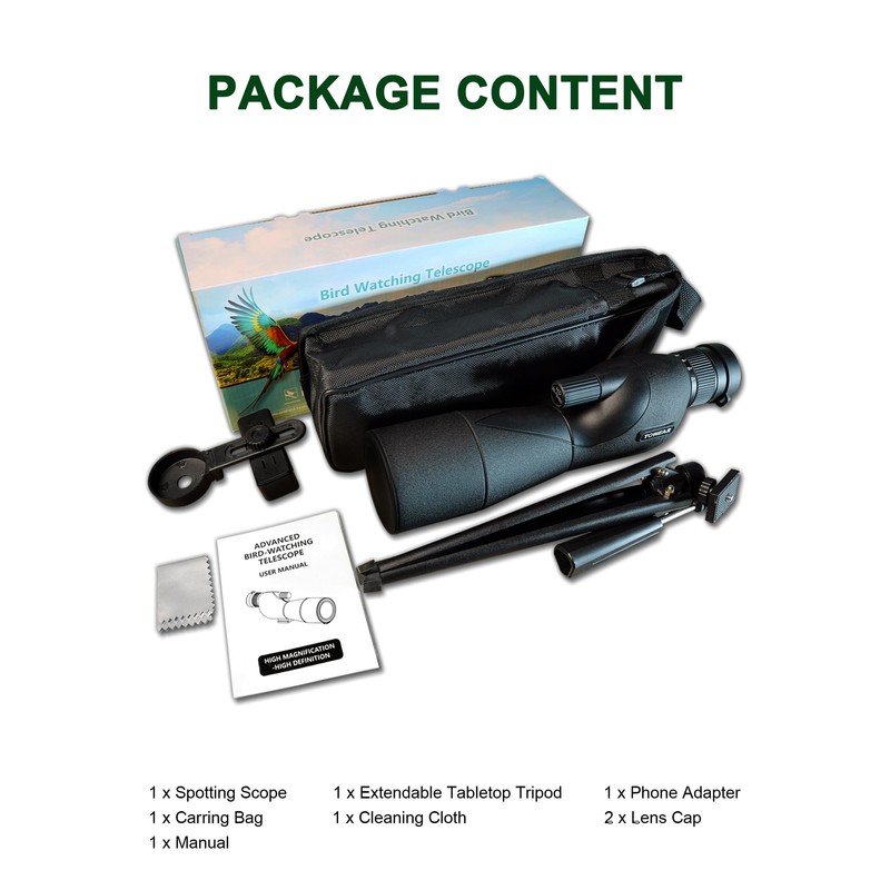 Spotting Scope Monocular Telescope High Magnification HD 25-75x60 Variable Multiplier