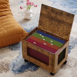 Sbanmao Small File Cabinet Cart Under Desk, Rolling Filing Cabinet for Home Office, Hanging File Organizer Box on Wheels, Mobile Decorative Document Storage Basket for Letter & Legal Size