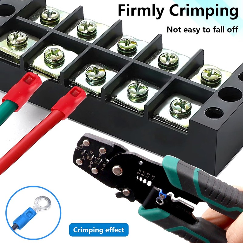 smseace 300pcs 12-Sizes(M4/M5/M6/M8) Insulated Ring Terminals 22-16/16-14/12-10AWG Electrical Crimp Terminal