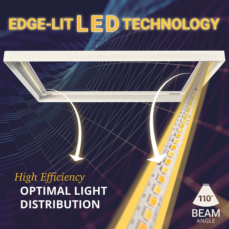 NUWATT 1x2 FT LED Flat Panel, 5CCT 2700K/3000K/3500K/4000K/5000K Selectable, 2000LM,