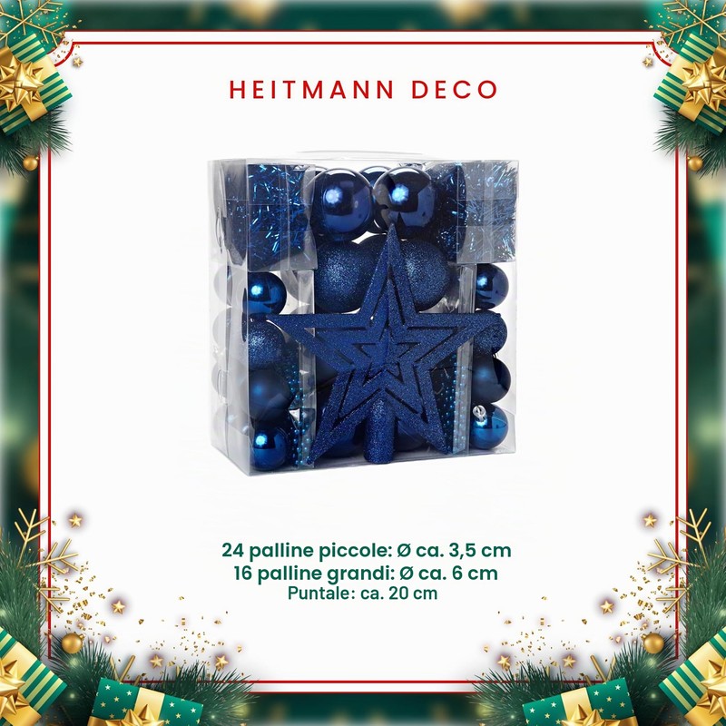 HEITMANN DECO - Addobbi per albero di Natale, colore blu,