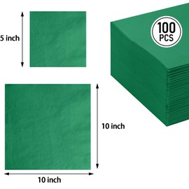 FLOWERCAT 100-Count 2-Ply Christmas Napkins & Dark Green Napkins - Green Napkins Disposable Premium Quality - 5" x 5" Green Paper Napkins for Party & Christmas,Bar,Weddings,Birthday