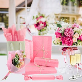 NEBURORA NEBURORA Rosa Seidenpapier für Geschenktüten 60 Blatt Rosa Geschenkpapier Großpackung 35 x 50 cm Hot Pink Verpackungspapier für Geschenkpapier Füller Kunsthandwerk DIY Geburtstag Hochzeit Babyparty