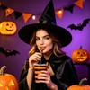 Halloween Party Paper Straws Black and Orange Purple Pumpkins Bats