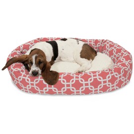 32 Inch Coral Links Sherpa Bagel Dog Bed