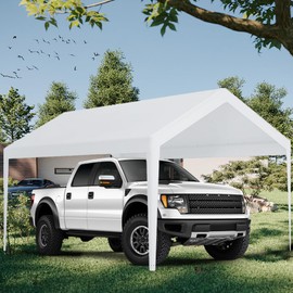 Carport Replacement Canopy, Replacement Top Cover for 12' x 20' Carport Frame, 180G PE Fabric Waterproof & UV Protected Tarp with Ball Bungees, White (Only Top Cover, Frame is not Included)