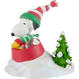 Precious Moments Figurine | Peanuts Snoopy Sledding Figurine | Holiday Decor & Gifts | Hand-Painted