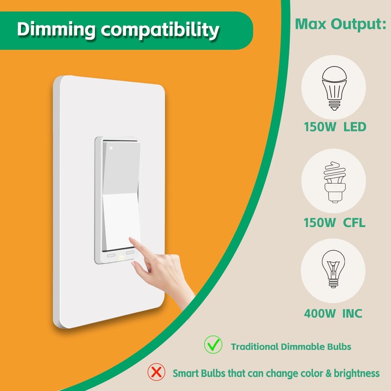 Matter 3 Way Smart dimmer Switch for LED Lights by