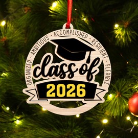 Class of 2026 Ornament Graduation Ornaments Class of 2025 Graduation Ornaments for Christmas Tree 2-Layer Wooden College Senior High School Senior 2026 Gifts