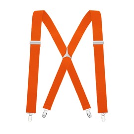Buyless Fashion Suspenders for Men - 48" Elastic Adjustable Straps 1 1/4" - X Back - 5104-Orange