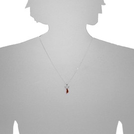 Necklace with Pendant - Small Angel - Silver 925/000 - Amber, Sterling Silver, Amber