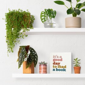 Qvapt It's a Good Day to Read Books Sign,Reading Corner Decor,Reading Corner Desk Shelf Decoration,Read Book Desk Decor Sign 5 x 5 Inches,Wooden Box Sign