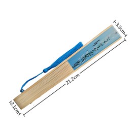 Kibon Folding Fans, Handheld Fans, Hand Fans, Bamboo Fans with Tassel for Birthday Gifts Dancing Cosplay Wedding Party Props Decoration (blue 1 pcs)