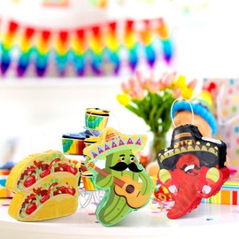 12 Pcs Mini Piñata Set Mexican Fiesta Party Table Decoration Cinco De Mayo Decors Donkey Taco Cactus Chili Maracas Alpaca Skull Hat Piñata for Fiesta Theme Birthday Supplies Piñata Stuffers