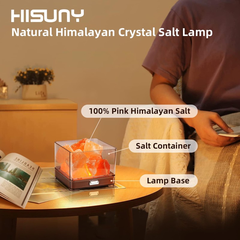 HISUNY Himalayan Rock Salt Lamp, Natural Crystal Salt Light, Mini