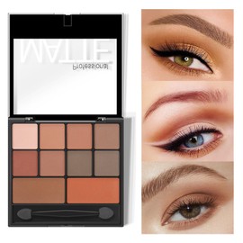 Brown Eyeshadow Palette, Full Matte Eye Shadow Pallets for Women Highly Pigmented Nude Brown Tones Eyeshadow Make Up Palettes Long Lasting Waterproof Earthy Eyeshadow With Dual-Ended Applicator Brush