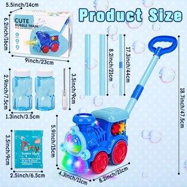 Goenb Automatic Bubble Machine Blower Maker, Bubble Music Train with Light Lawn Mower Outdoor Toys for Kids with 20 Concentrated Bubble Solution for Christmas Party Birthday Gifts