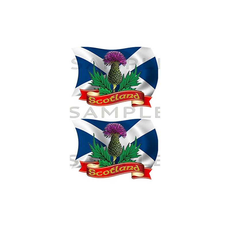 Totally Graphics 2 x Scottish Thistle Flags Stickers, Blue and