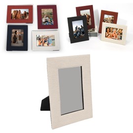 Jectse 6 Inch WiFi Digital Picture Frame, HD IPS Electronic Leather Photo Frame, Table and Wall Mounting, Picture Video for Birthday, Wedding, Home Decoration, beige
