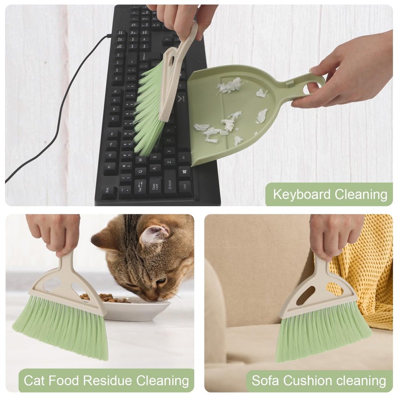 Brosay Mini Dustpan and Brush Set Portable Small Broom with