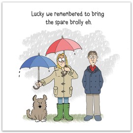 Twizler Funny Dog Card - Dog & Umbrella - Funny Dog Birthday Card for Men or Women - Blank Inside - Him or Her Humour - Anniversary - Father's Day - Mother's Day - Valentine's Day