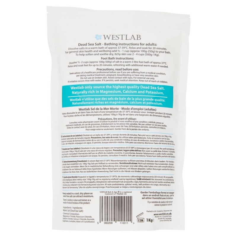 Westlab Dead Sea Salt Stand Up Resealable Pouch 1Kg